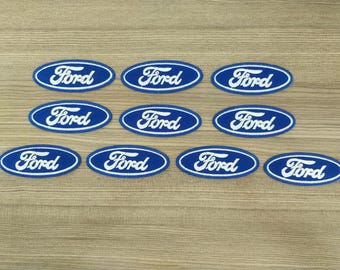 10 pcs Blue Ford Logo Iron On Patch: Embroidered Sew-On Applique