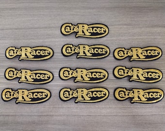 Cafe Racer Embroidered Iron-On Patch - Motor Sport Applique (10 pcs)