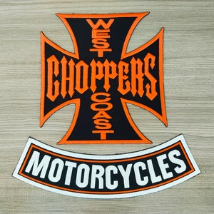 BIG PATCH Orange West Coast Chopper Motorcycle Biker Rider For motorbike chopper riders Iron on Patch Embroidered Sew-on Jacket Jeans