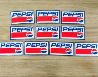 10 Pepsi Cola Iron On Patches: Embroidered Applique
