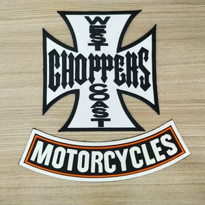 BIG PATCH White West Coast Chopper Motorcycle Biker Rider For motorbike chopper riders Iron on Patch Embroidered Sew-on Jacket Jeans