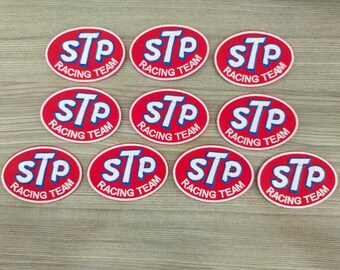 10 STP Racing Team Iron On Patches: Embroidered Applique