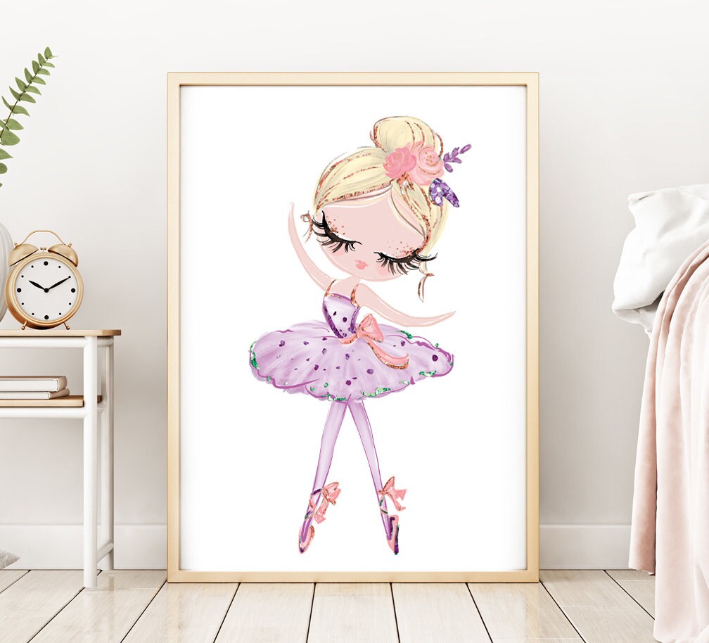 Wall Décor DIY Wall Art Large Wall Printable Purple Ballet Art Ballerina Art Print Watercolor