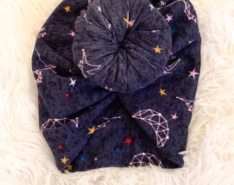 Pink Constellation Baby Turban Hat, Baby Turban Hat, Baby Turban, Baby Gurl Turban Hat