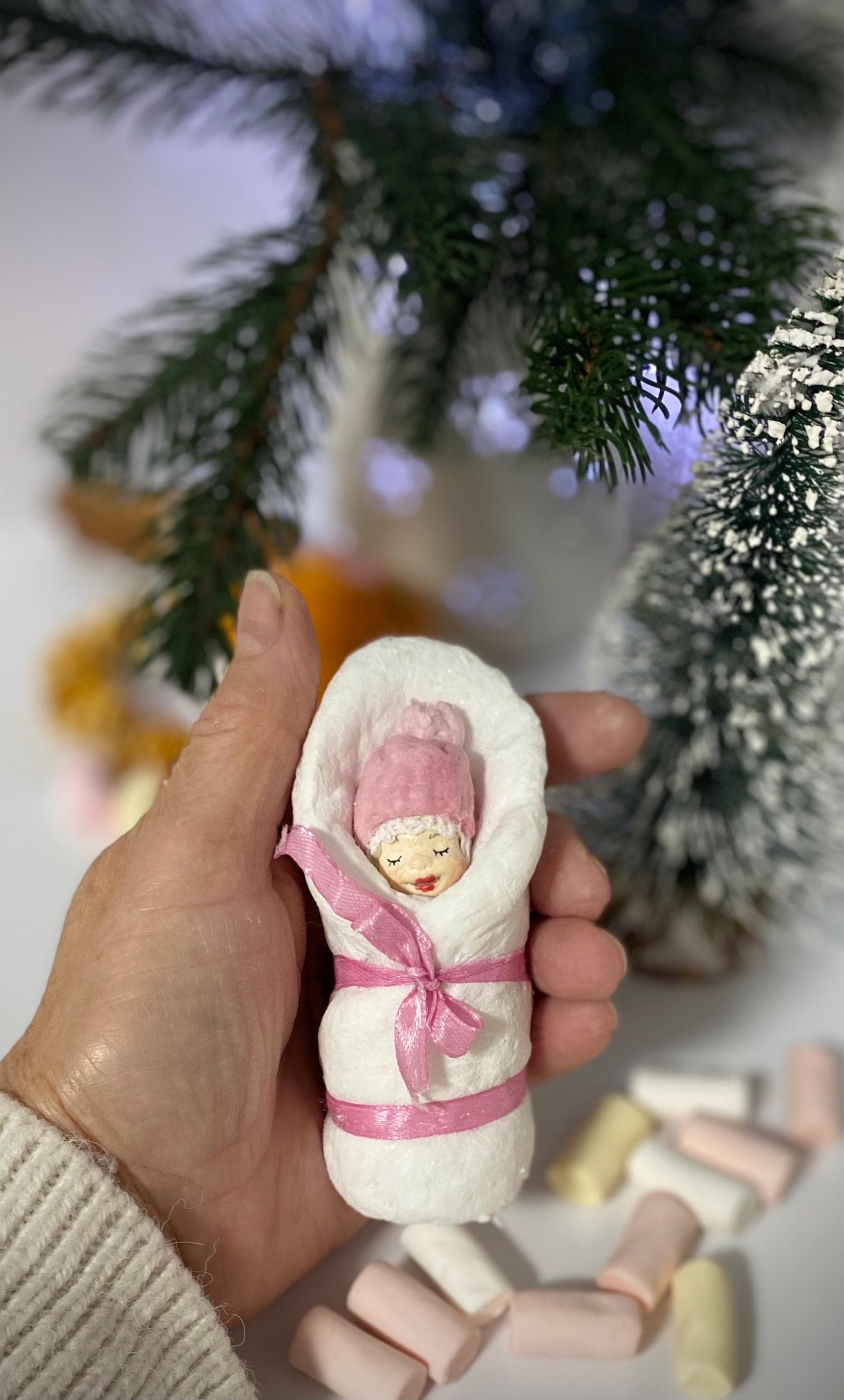 Cotton Christmas tree toy,Christmas tree toy, vintage toy, cotton toy, New Year decor, Christmas souvenir, cotton toys