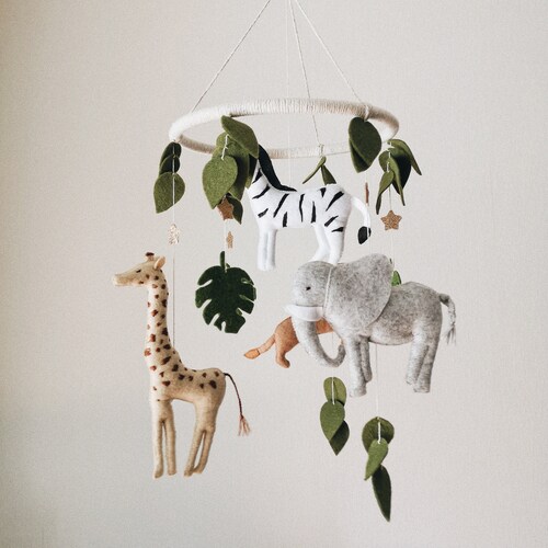 Safari Baby Musical Mobile Crib Mobile Nursery Decor Jungle Etsy