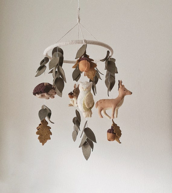 Woodland Mobile Owl Deer Squirrel Baby Mobile Woodland Animals Etsy