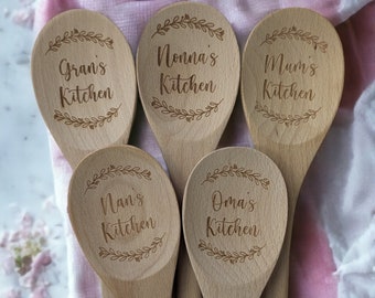 Personalized Wooden Spoon Gift - "[Name]'s Kitchen" Engraved Design