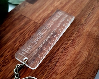Teacher Gifts - Personalised Mini Ruler Keyring - Customised - Thanks For Helping Me Grow - You Rule