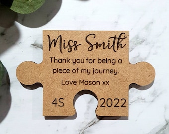 Teacher Gifts - Personalised Puzzle Journey Magnet - Customised - Thanks For Being a Piece Of My Journey