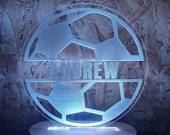 Personalized Soccer Ball Night Light, RGB LED, Kids Room Decor