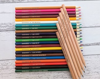 Affirmation Personalised Pencils - Named Colouring HB Pencil - Back To School - Affirmations Daily Color Pencils