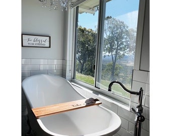 Custom Hardwood Bath Caddy – Wine & iPad Holder, Tea Light Shelf