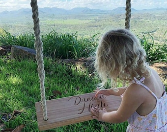 Personalised Engraved Wooden Tree Swing - Birthday, Wedding, Gift, Outdoor Swing, Wood Swing, Customised