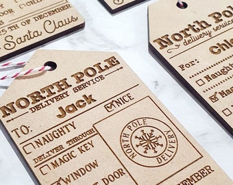 Santa Claus Gift Tags - Personalised - Pre-Filled -  Christmas Present Tag Yule Time Xmas Decoration Gifts