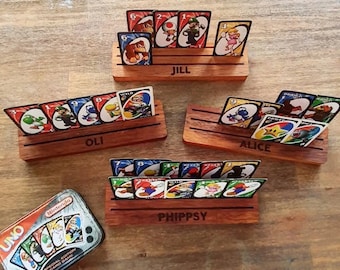 Wooden Playing Card Holder Personalised Uno Canasta Cards Games Game