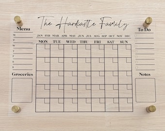 Custom Acrylic Family Wall Calendar | Menu, Notes, To-Do Sections