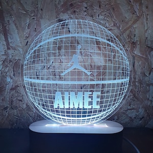 Veilleuse de basket-ball 3D personnalisée base LED multicolore RVB blanc dimmable chambre d&#39;enfants cadeau chambre d&#39;enfants personnalisée
