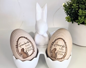 Personalized First Easter Egg – Solid Maple Wood, Baby Keepsake