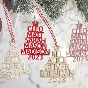 Family Name Tree Bauble Christmas Decoration - Xmas Decor Personalised Custom