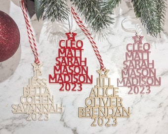 Family Name Tree Bauble Christmas Decoration - Xmas Decor Personalised Custom