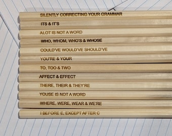 Grammar Police Pencils - Funny Teacher Gift, Back To School - 12 x HB Pencil