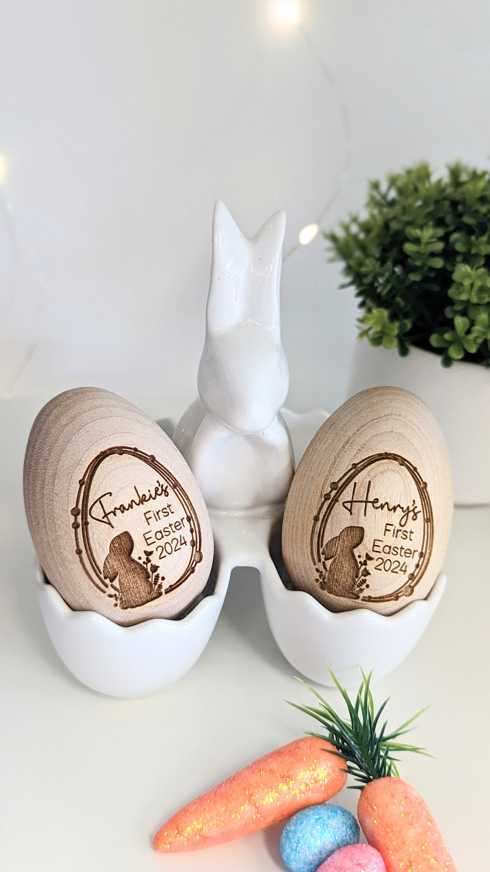 Premier oeuf de Pâques en bois personnalisé - oeuf solide - oeuf shaker - érable dur - cadeau de Pâques - oeufs de Pâques - chasse aux oeufs