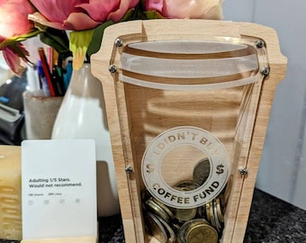 Beech Wood "I Didn't Buy Coffee Fund" Money Box