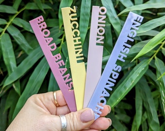 Acrylic Herb + Vegetable Garden Markers - Herbs Vegies Plant Names Stakes