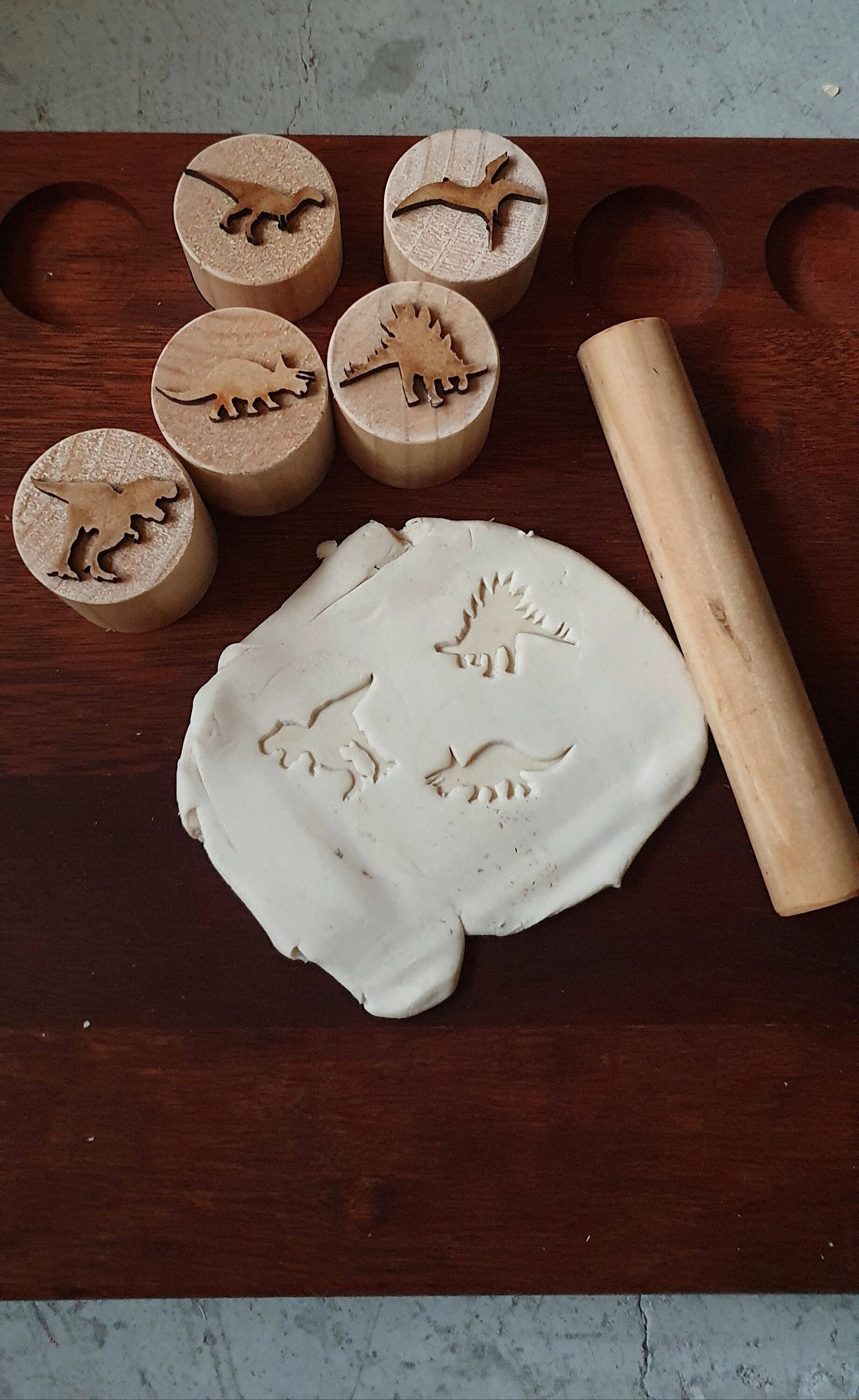 Wooden Playdough Stampers Stamps Cutters Play Dough Shapes Etsy