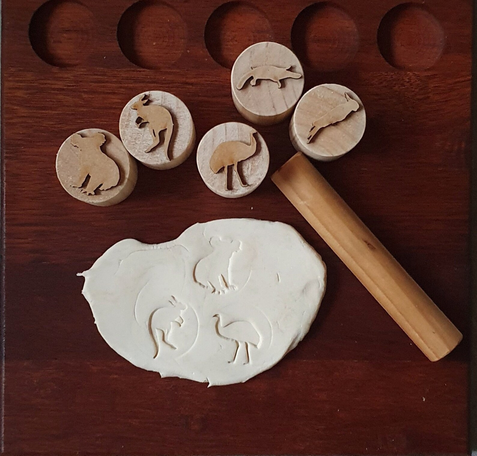 Wooden Playdough Stampers Stamps Cutters Play Dough Shapes Etsy Canada