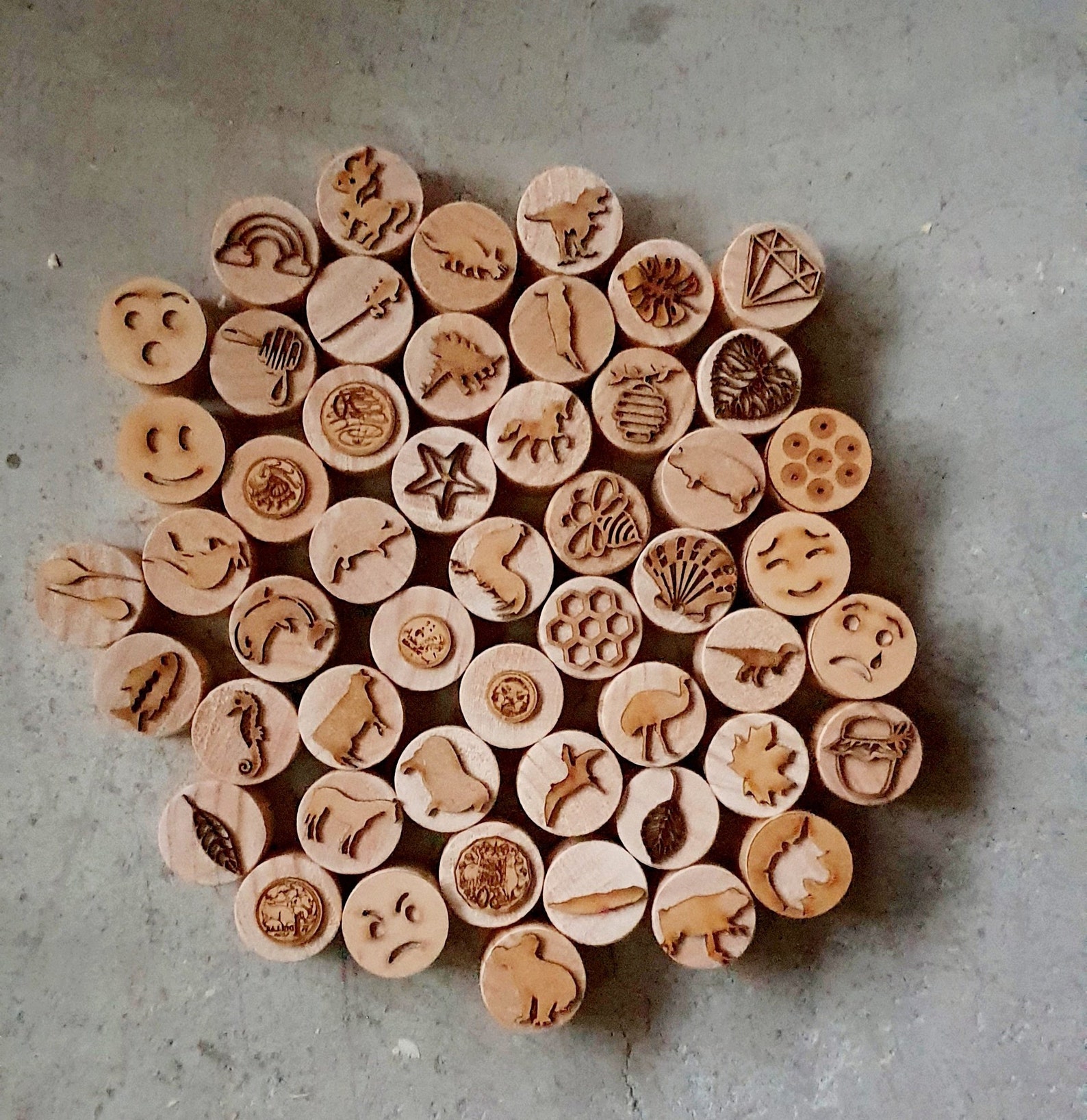 Wooden Playdough Stampers Stamps Cutters Play Dough Shapes Etsy