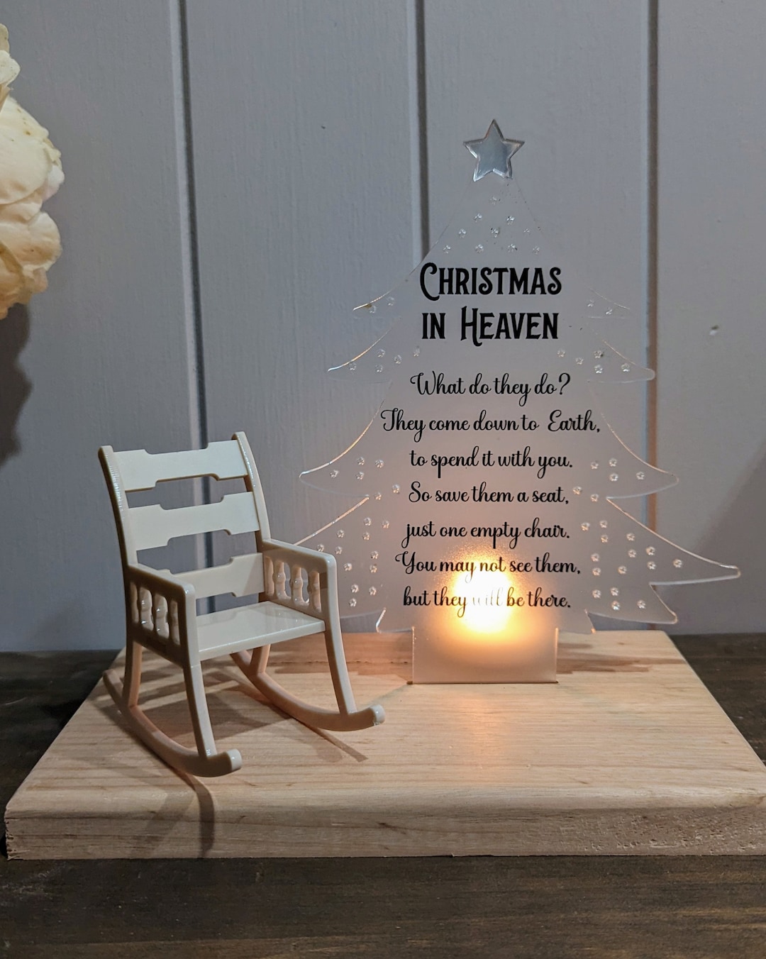 Christmas in Heaven Chair Decoration Memorial Candle Xmas Decor ...