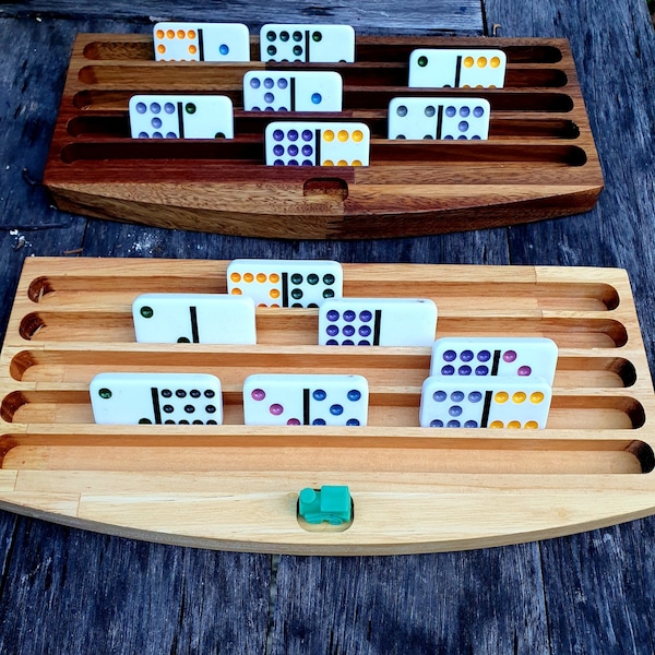 Wooden Board Game Tile Holders - Mexican Train Domino - Rummikub - Dominos - Wood Hub