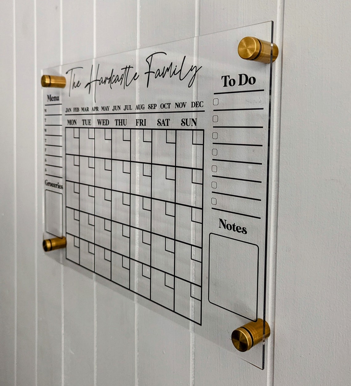 Custom Acrylic Family Wall Calendar | Menu, Notes, To-do Sections - Etsy