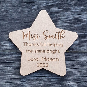 Teacher Gifts - Personalised Star Magnet - Customised - Thanks For Helping Me Shine Bright - Educator Carer Gift