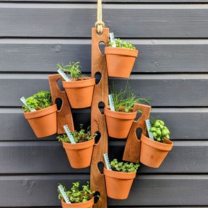 Vertical Hanging Terracotta Pot Holder - Gardening Herb Garden Flowers Indoors Outdoors Bloom Clay Pots