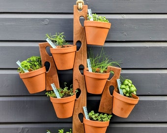 Vertical Hanging Terracotta Pot Holder - Gardening Herb Garden Flowers Indoors Outdoors Bloom Clay Pots