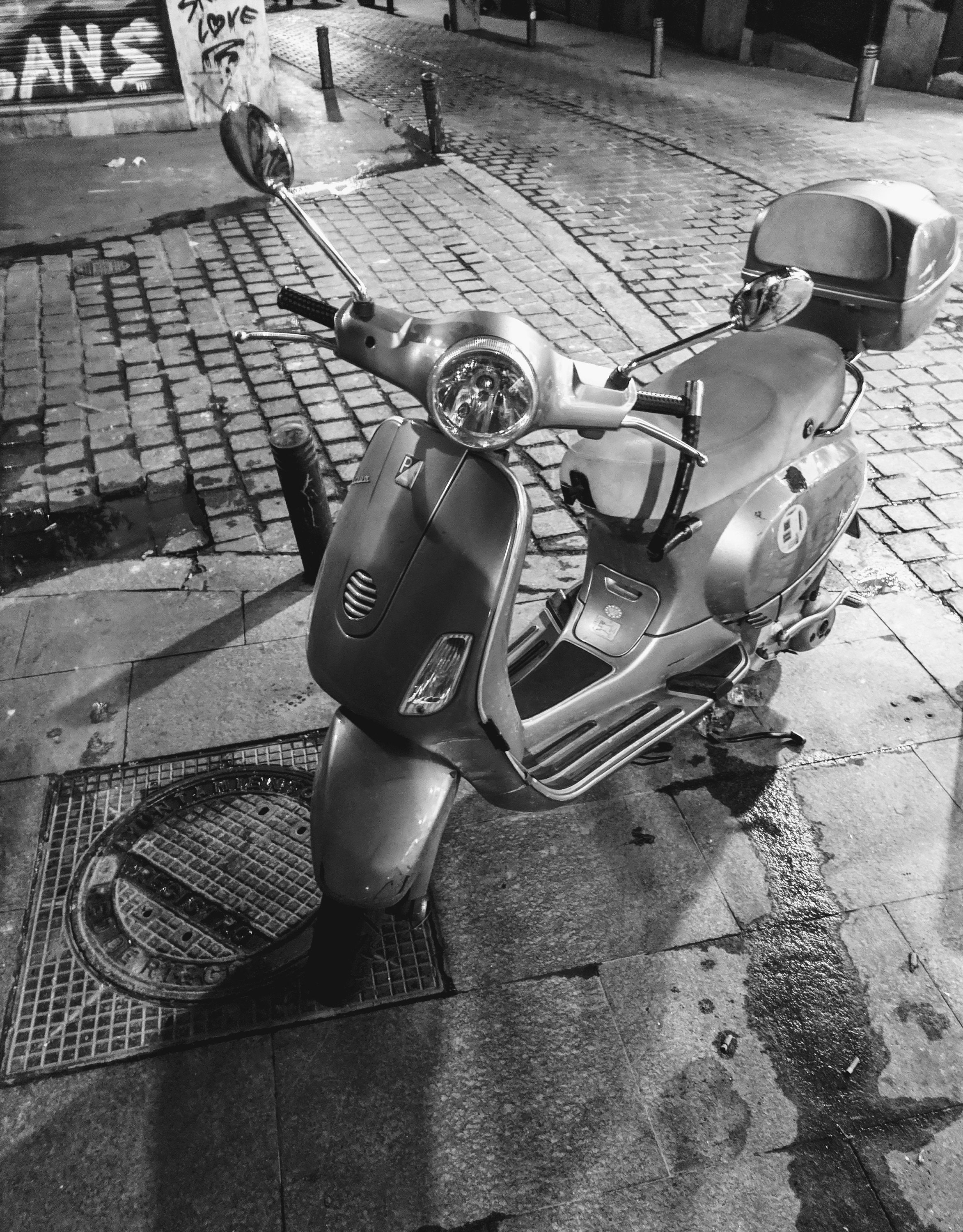Vespa Scooter Black and White Photo Madrid Spain Etsy