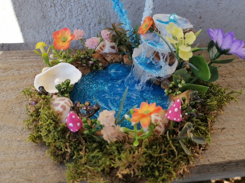 Fairy Garden Pond Fairy Fountain Shell Art Miniature Etsy