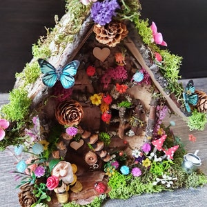 OOAK Fairy house, Fairy garden cottage, handmade house, Tiny fairy house, Fairy cottage, Miniature house, Fairy wood house, gift idea