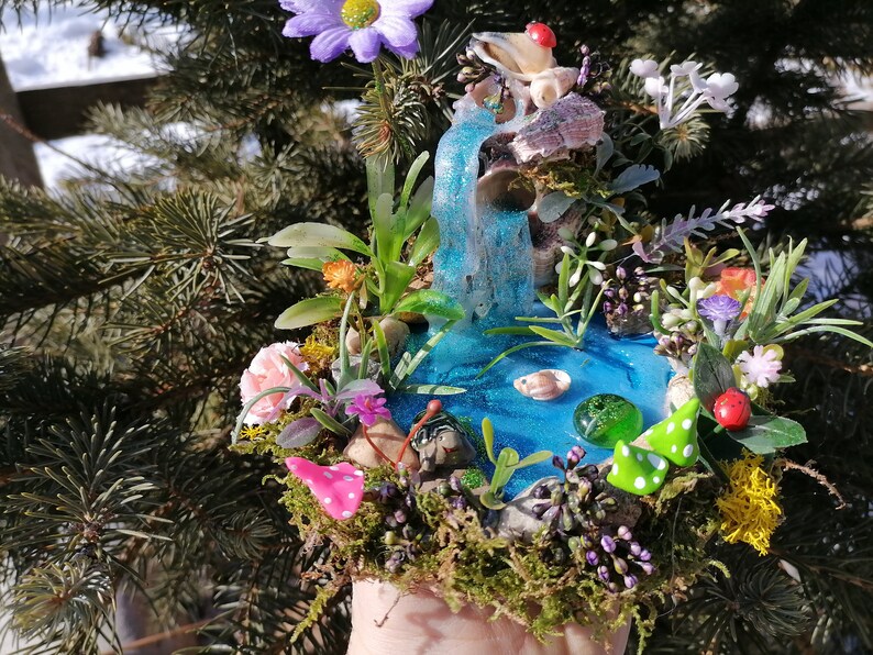 Fairy Garden Pond Fairy Fountain Shell Art Miniature Etsy
