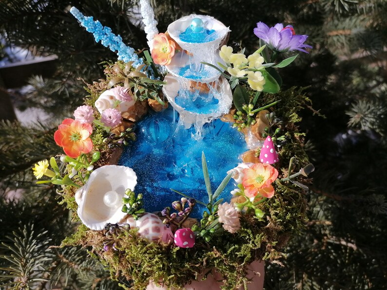 Fairy Garden Pond Fairy Fountain Shell Art Miniature Etsy