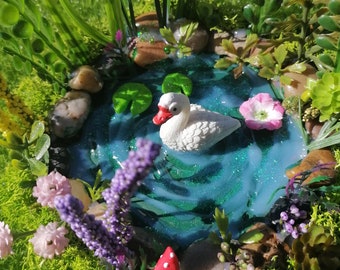 Miniature pond, Fairy Garden Accessories, Terrarium Pond, Fairy Supplies, Duck pond, Garden Pond, Fairy Garden, Fairy Pond, dollhouse pond