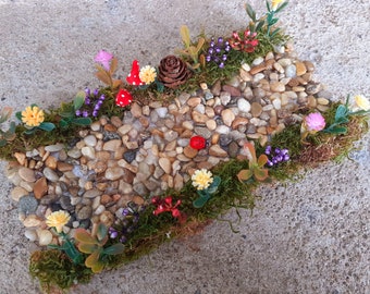 Fairy Garden Path, Miniature Path, Accesorios de terrario, Camino de la casa de muñecas, Pat de flores, Camino de hadas, jardín en miniatura, accesorios de hadas