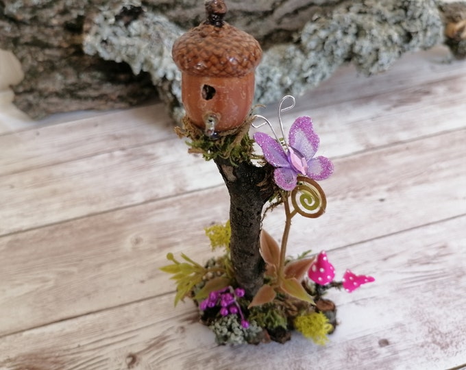 Miniature Acorn Birdhouse, Fairy Acorn Birdhouse, Fairy Garden