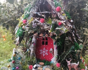 Fairy Snowy Cottage, Fairy House, Christmas decoration, Snowy Landscape, Diorama House, Wood cottage, Fairy House, Winter Cottage, Gift idea