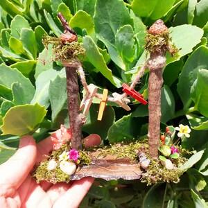 Fairy garden clothesline, miniature clothes pins, miniature clothesline, fairy furniture, fairy accessories