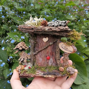 Fairy door, wooden fairy door, fairy garden accessories, fairy door for tree, fairy house door, wood door, miniature door, bark door