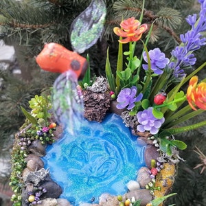 5.5&quot; pond, Fairies Garden Pond, Fairy Pond, Miniature Pond, Terrarium pond, Dollhouse pond, Fairy accessories,fairy garden pond, gift idea